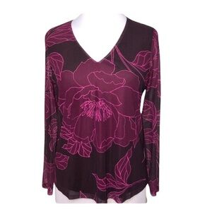 Les Serein V-Neck Floral Blouse Top NWT Size L
